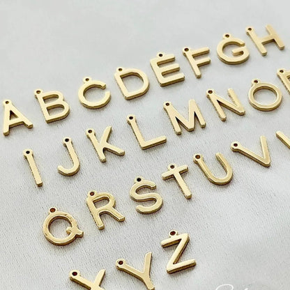 Gold Initial Charm Bangle Bracelet