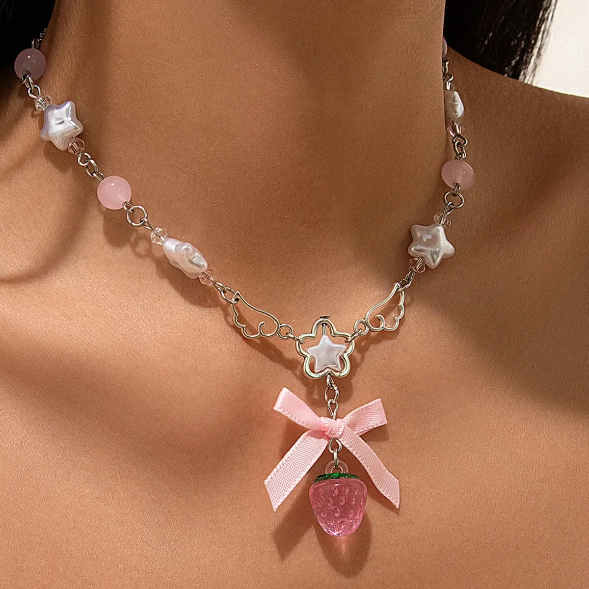 Y2K Strawberry Star Choker Necklace