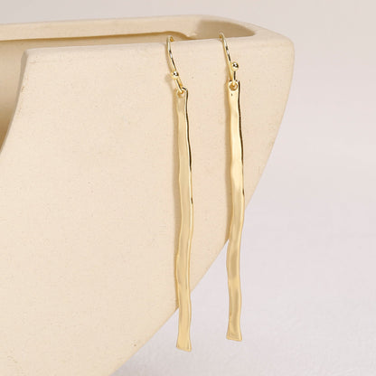 Minimalist Long Bar Drop Earrings