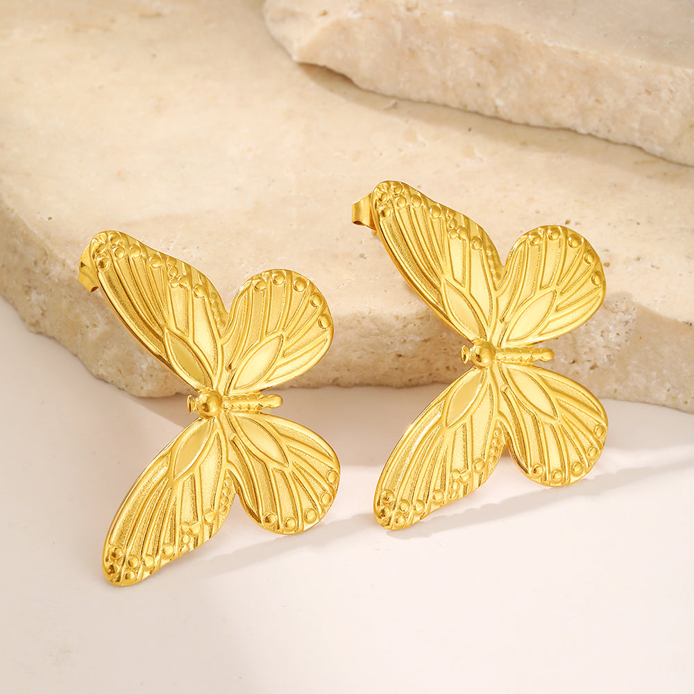 Statement Gold Butterfly Earringsc