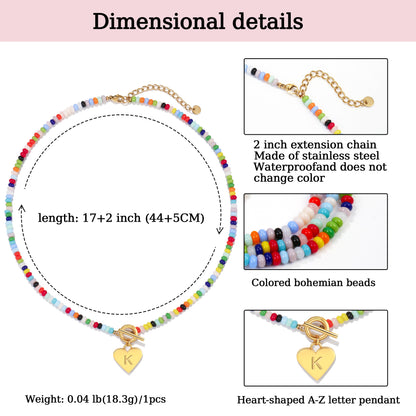 Beaded Heart Initial Pendant Necklace