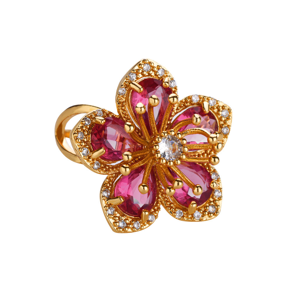 Gold Floral Adjustable Ring