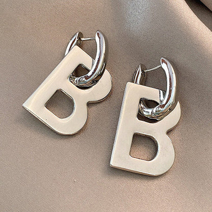 Bold B Initial Hoop Earrings