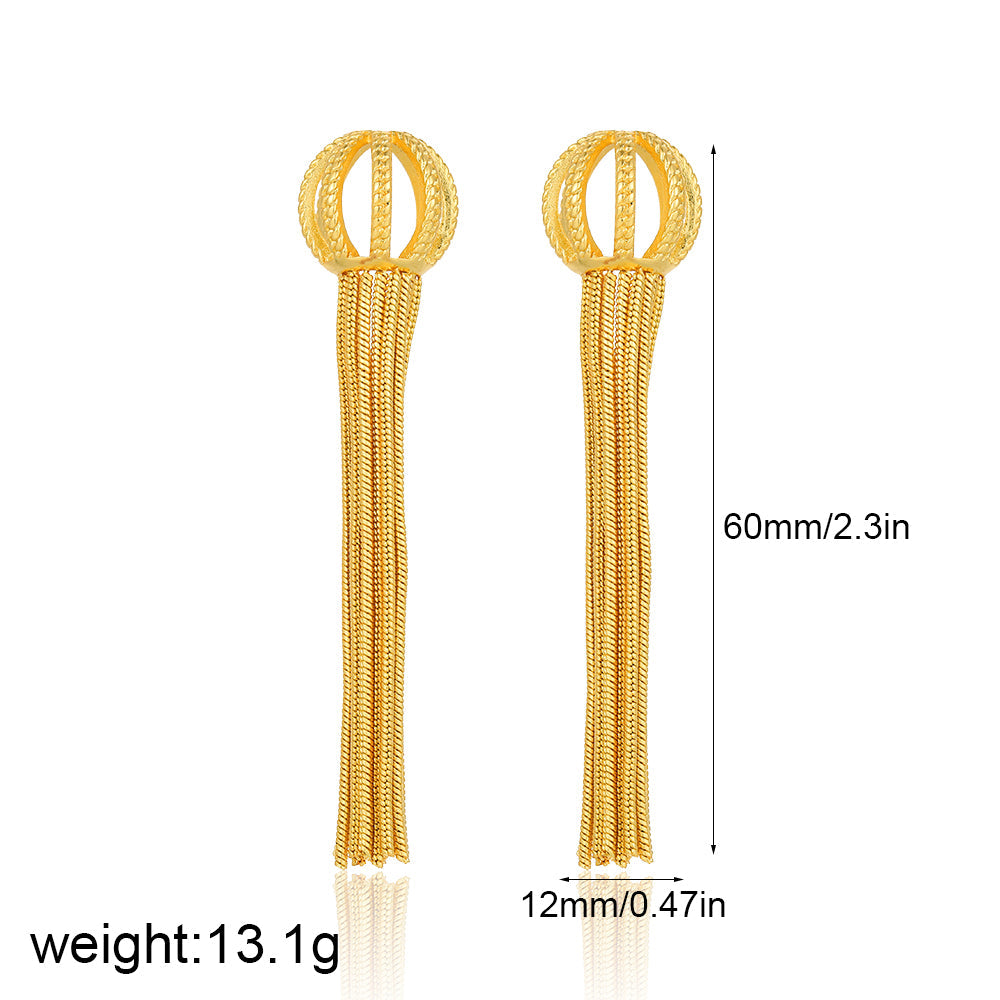 Gold Tassel Chain Earrings
