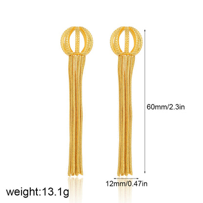 Gold Tassel Chain Earrings