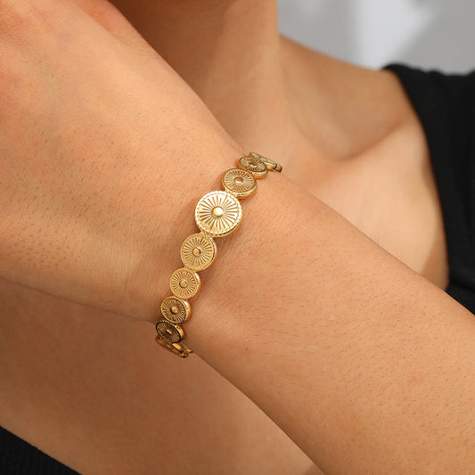 Sunburst Medallion Gold Bracelet