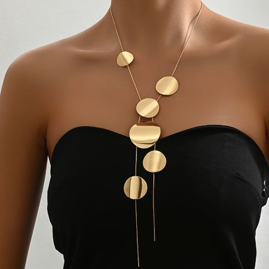 Modern Geometric Disc Y-Necklace