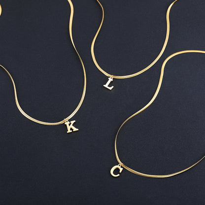 Gold Initial Pendant Snake Chain Necklace