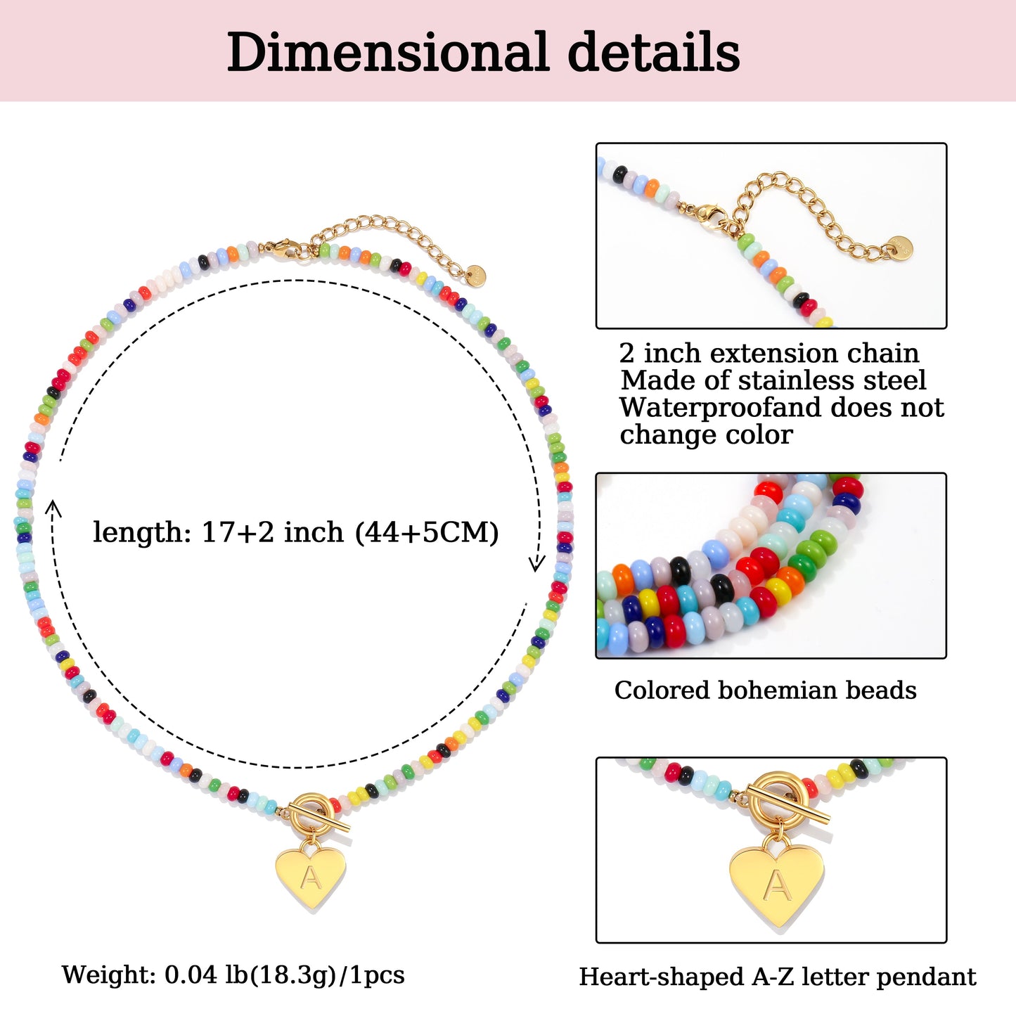 Beaded Heart Initial Pendant Necklace