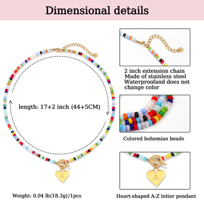 Beaded Heart Initial Pendant Necklace