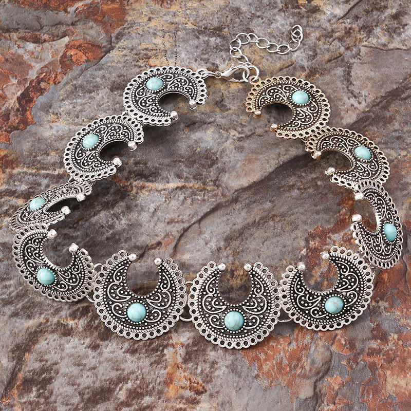 Boho Crescent Turquoise Choker