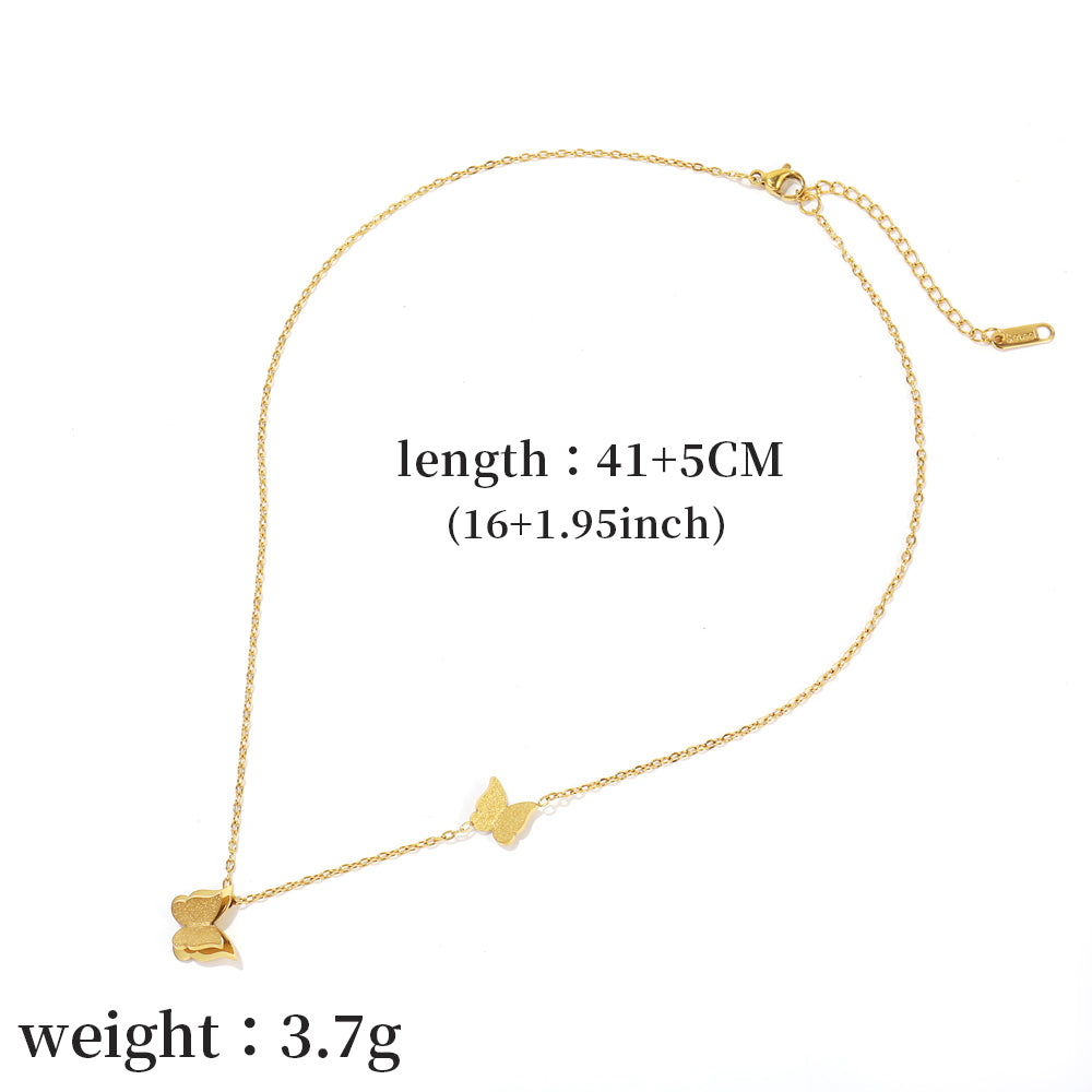 2pc Gold Butterfly Pendant Necklace