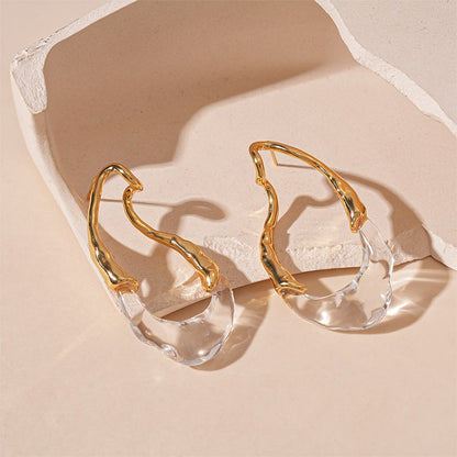 Clear Resin Teardrop Hoop Earrings