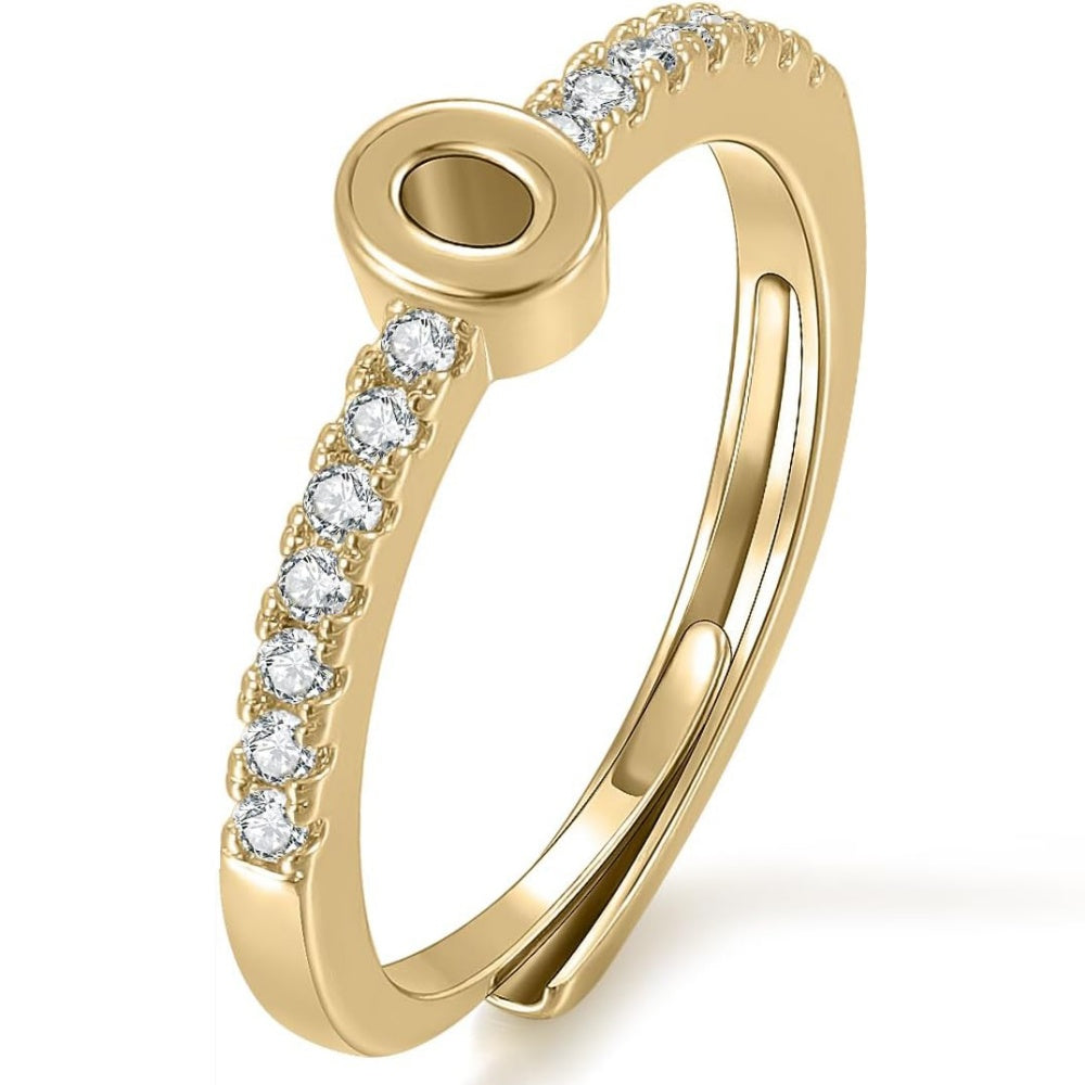 Gold Initial Letter Adjustable Ring