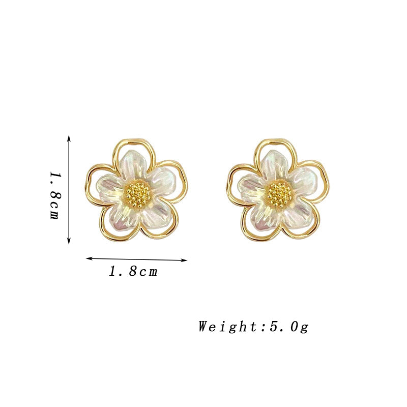White Flower Stud Earrings