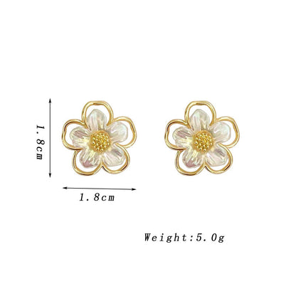 White Flower Stud Earrings
