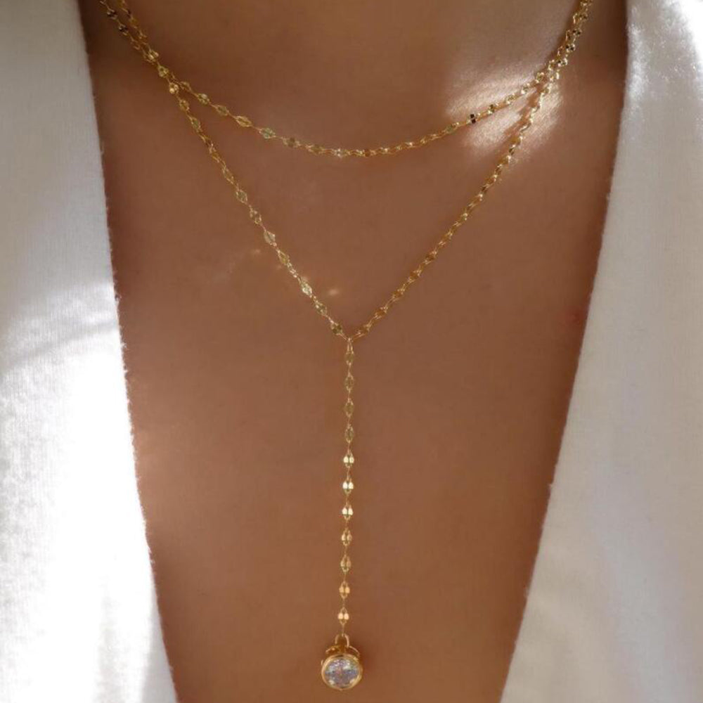 Layered Gold Chain Y Necklace