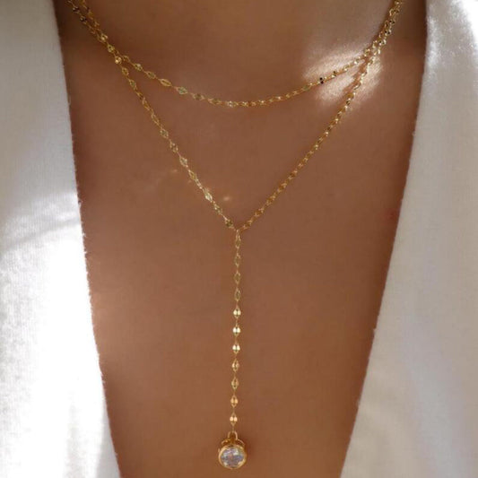 Layered Gold Chain Y Necklace