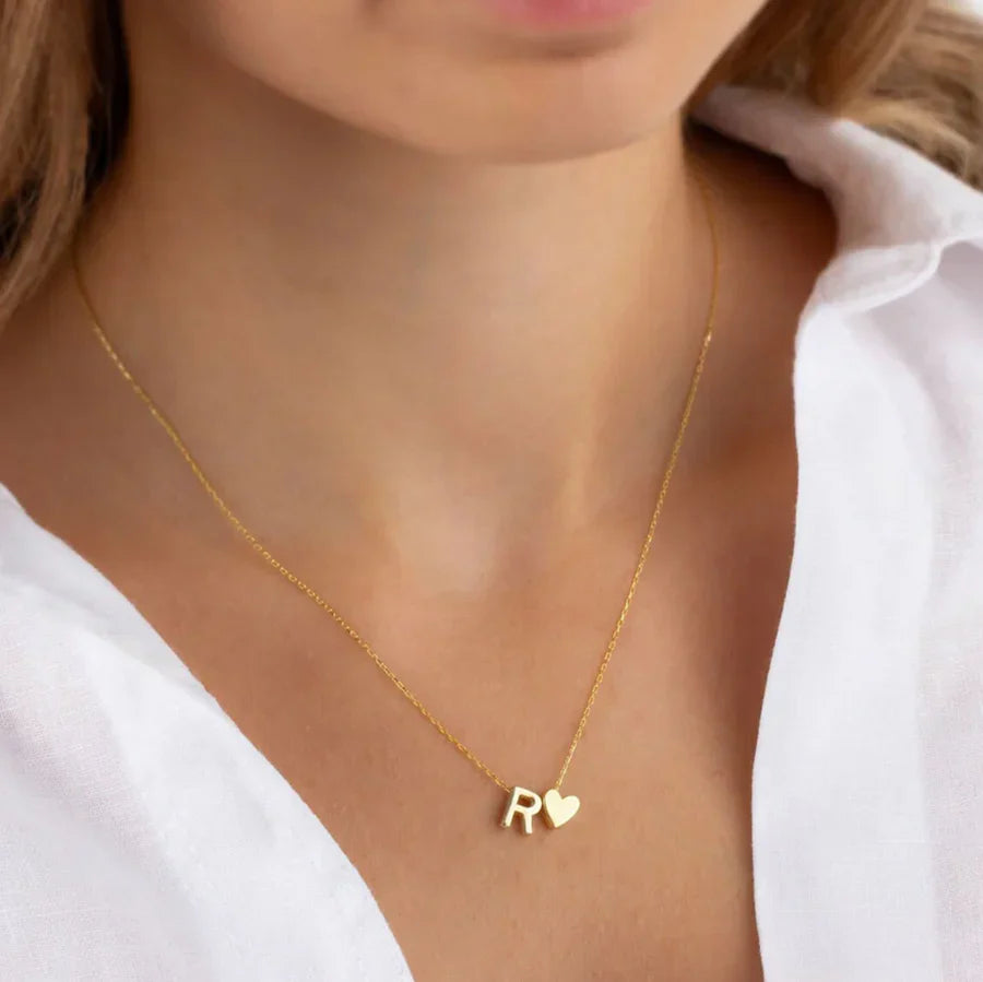 Heart Initial Necklace