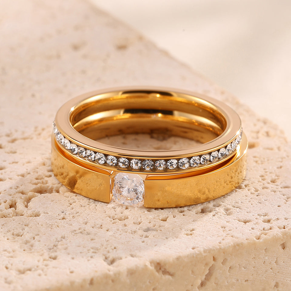 2pc Crystal Accent Ring Set