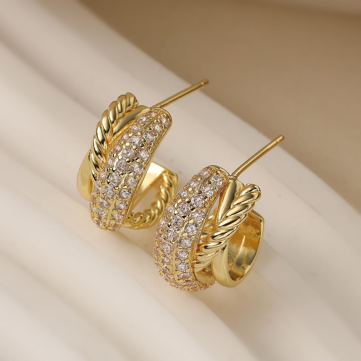 Twisted Crystal Hoop Earrings