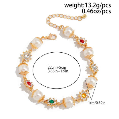 Gemstone Pearl Charm Bracelet