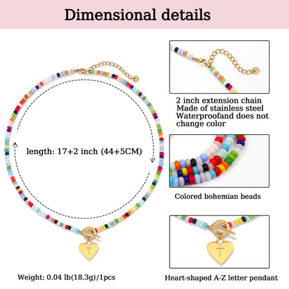 Beaded Heart Initial Pendant Necklace