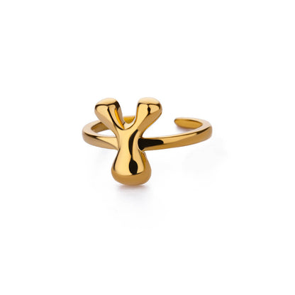 Gold Initial Statement Ring