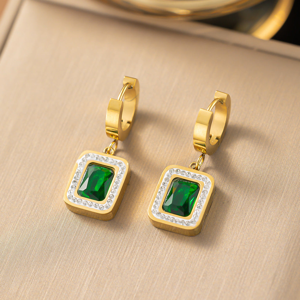 3pc Emerald Charm Jewelry Set