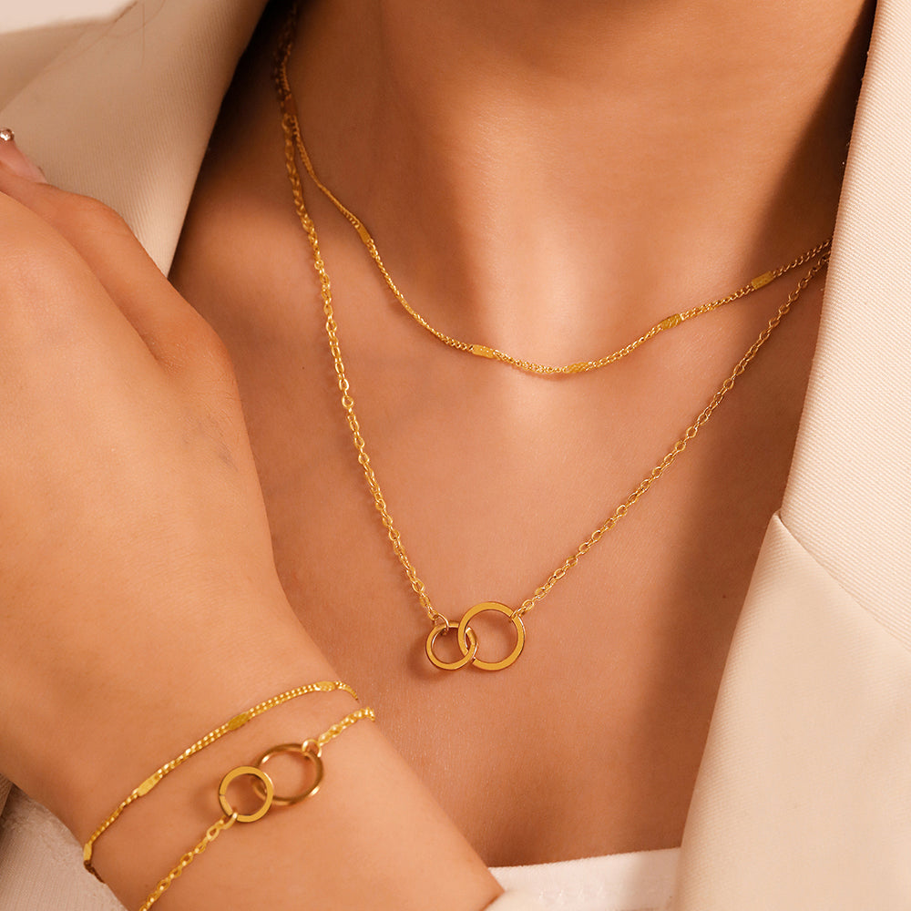 3pc Interlocking Circle Jewelry Set