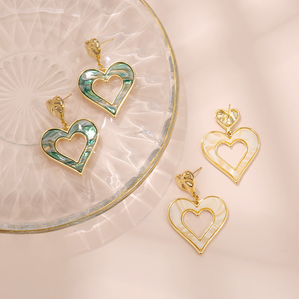 Marbled Heart Drop Earrings