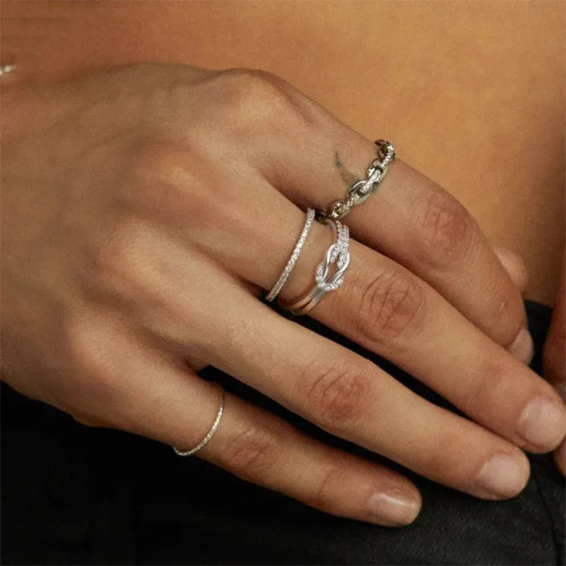 Couple Knot Zircon Ring Set
