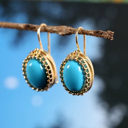 Turquoise Oval Drop Earrings