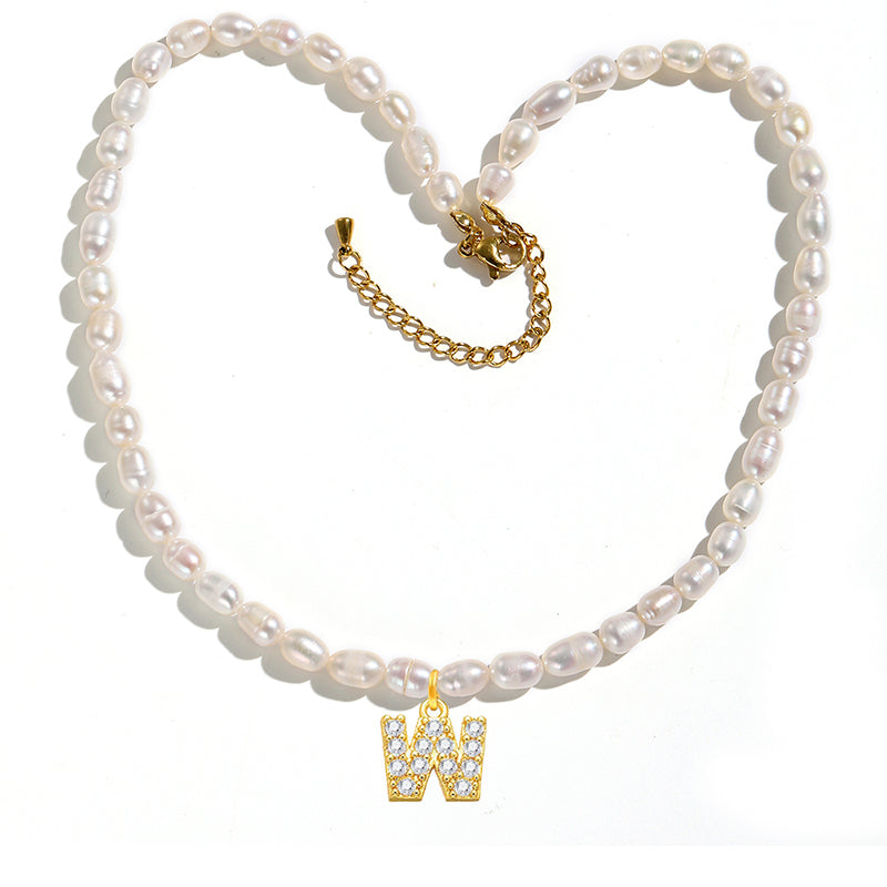 Freshwater Pearl Initial Pendant Necklace