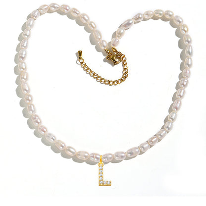 Freshwater Pearl Initial Pendant Necklace