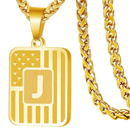 Initial Block Pendant Necklace