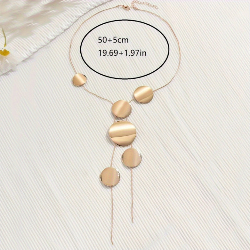 Modern Geometric Disc Y-Necklace