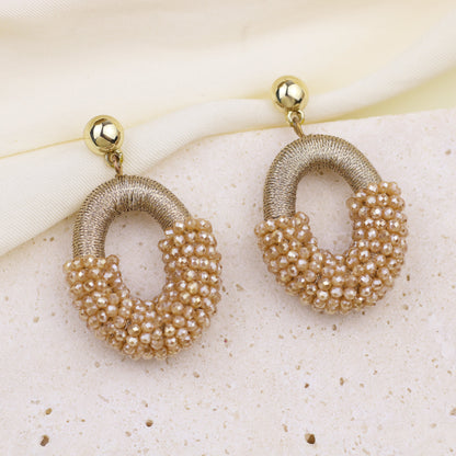 Beaded Gold Cluster Stud Earrings