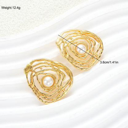 Irregular Pearl Frame Drop Earrings