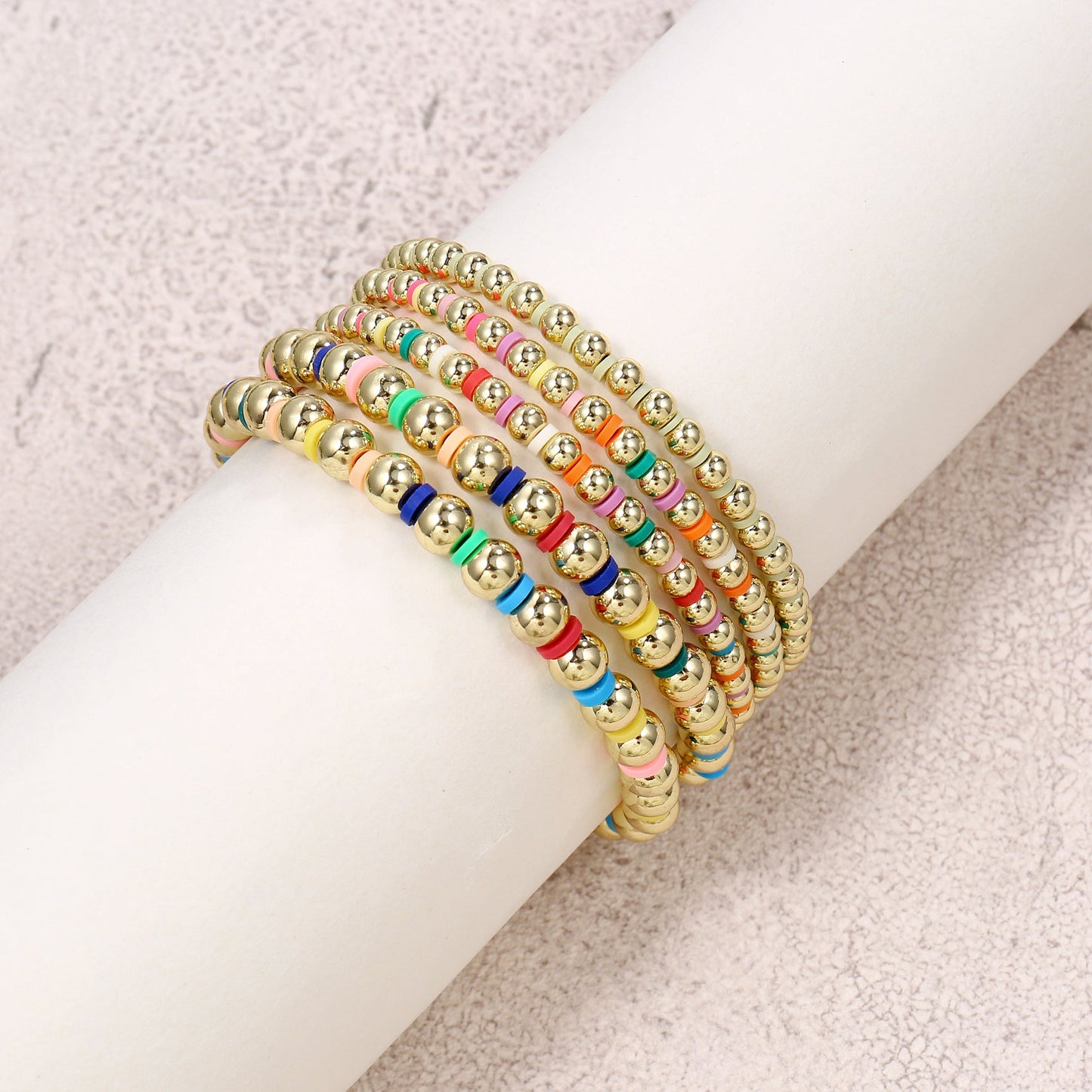 6pc Colorful Beaded Stretch Bracelet Set