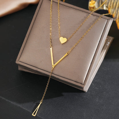 Heart & V Bar Layered Necklace