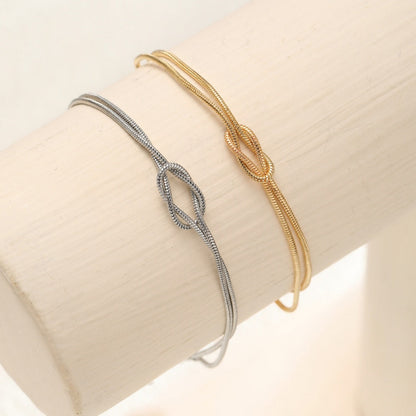 Gold Knot Initial Letter Bracelet
