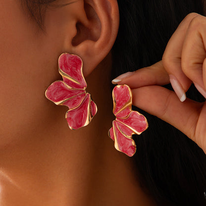 White Abstract Petal Statement Earrings