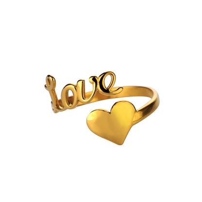 Open Heart Stainless Steel Ring