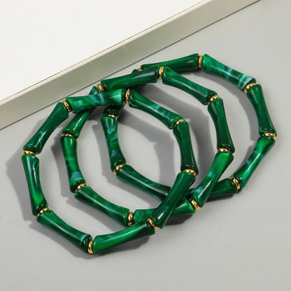 3pcs Gold Bamboo Bangle Bracelet Stack