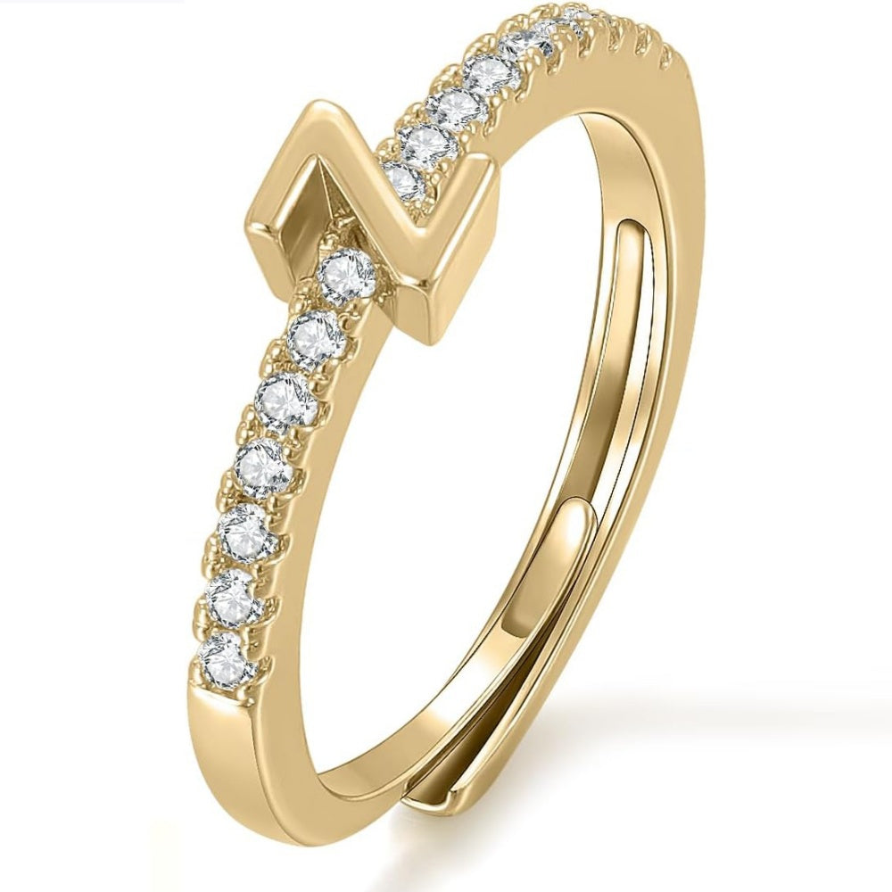 Gold Initial Letter Adjustable Ring