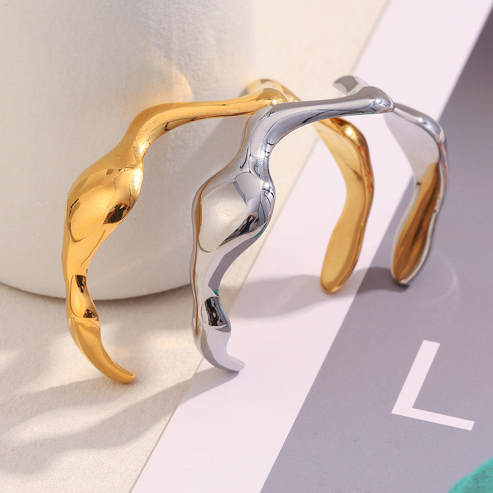 Chunky Abstract Metal Cuff Bracelet