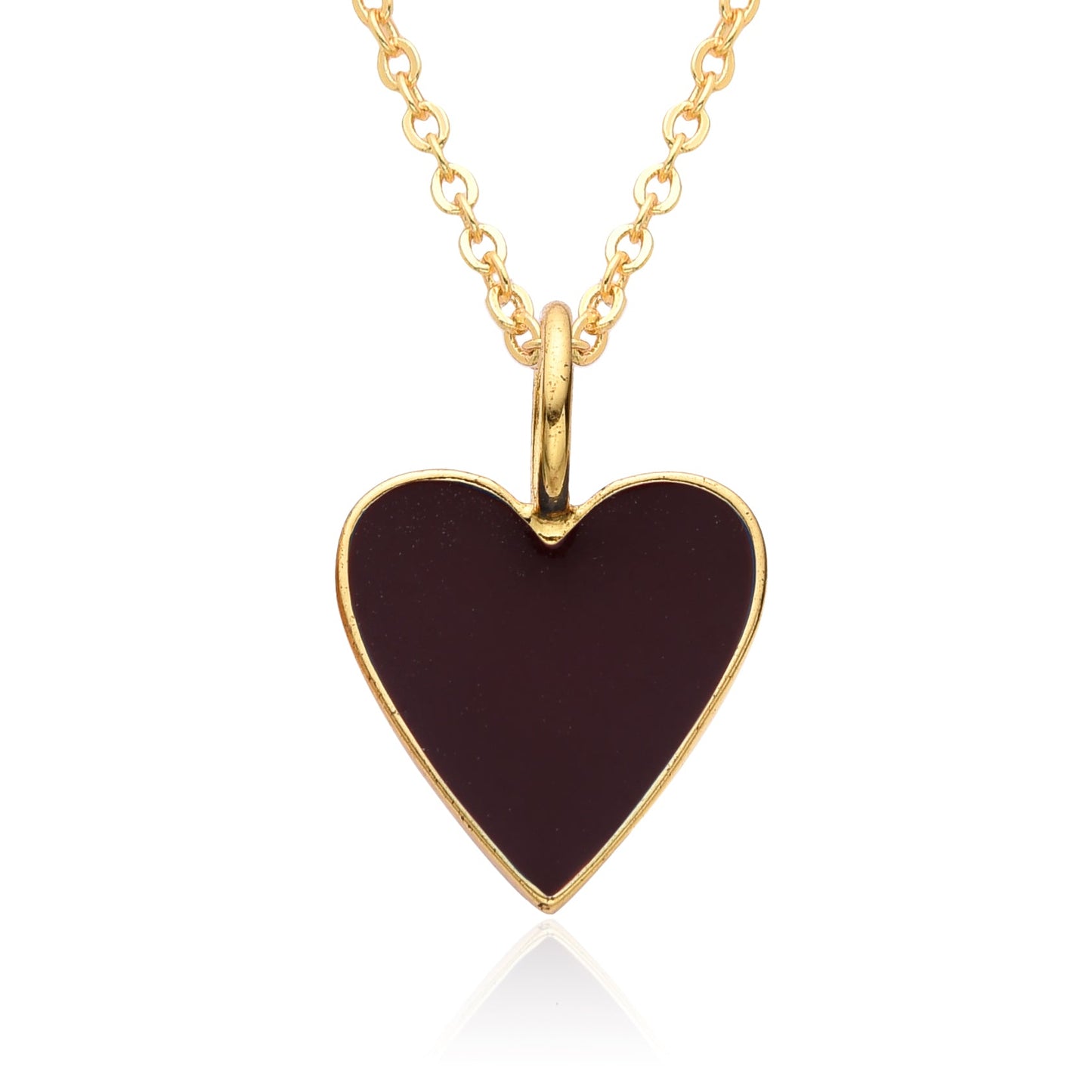 Gold Enamel Heart Pendant Necklace