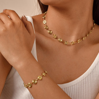 2pc Spiral Link Necklace & Bracelet Set
