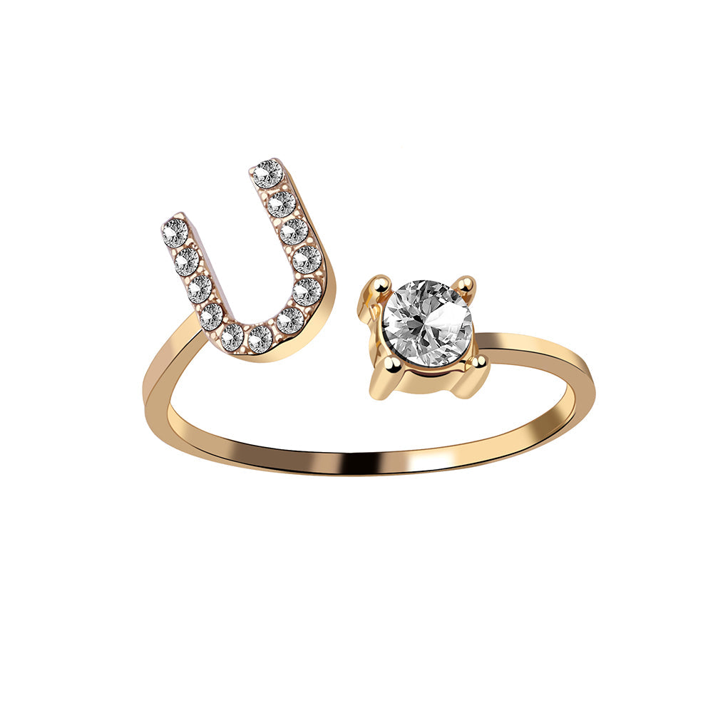 Crystal Initial Open Ring